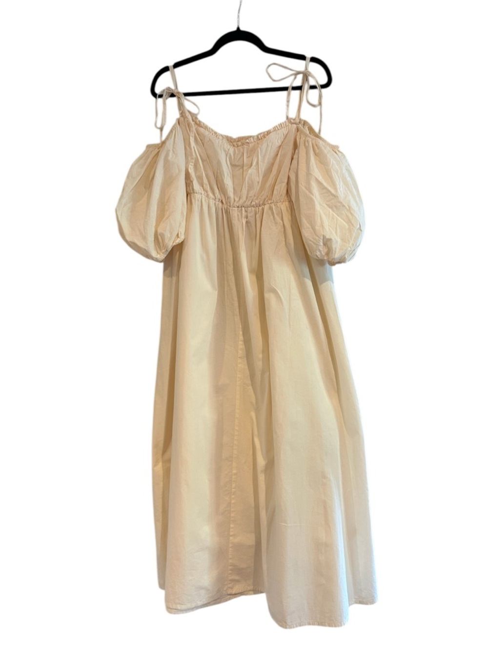 ASOS Cream Puff-Sleeve off the Shoulder Maxi Dress with Tie Straps